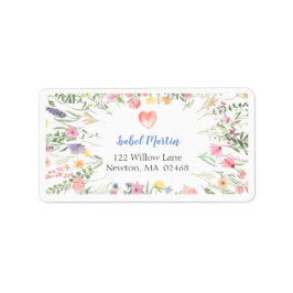 Blommigt Vattenfärg ABC Alphabet Baby Shower Adres Adressetikett