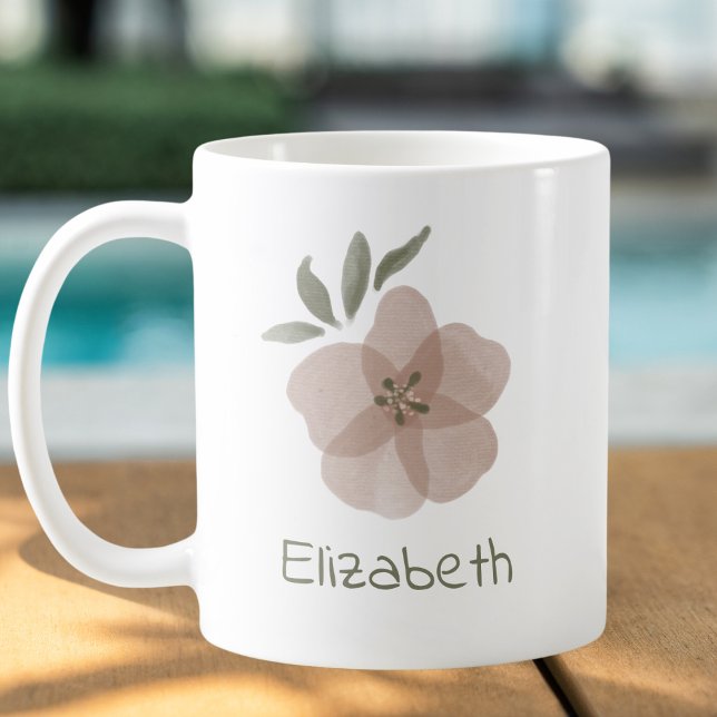 Blommigt Vattenfärg anpassningsbara Namn Kaffemugg (Skapare uppladdad)