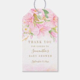 Blommigt Vattenfärg Botanical Boho Rosa Baby Showe Presentetikett