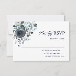 Blommigt Vattenfärg Dusty Navy Blue OSA Bröllop