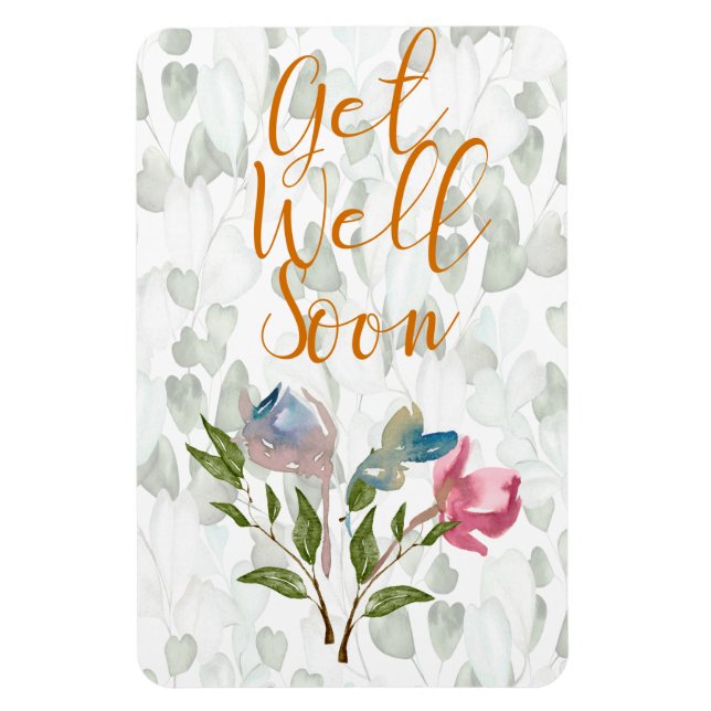 Blommigt Vattenfärg Hämta snart kort Magnet (Vertikal)