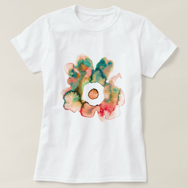 Blommigt vattenfärg hand plockade abstrakt art T-S T Shirt (Design framsida)