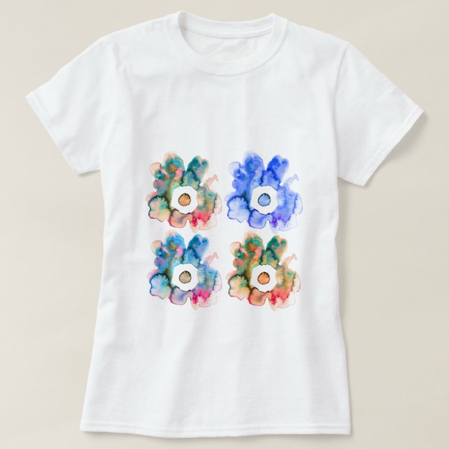 Blommigt vattenfärg hand plockade abstrakt art T-S T Shirt (Design framsida)