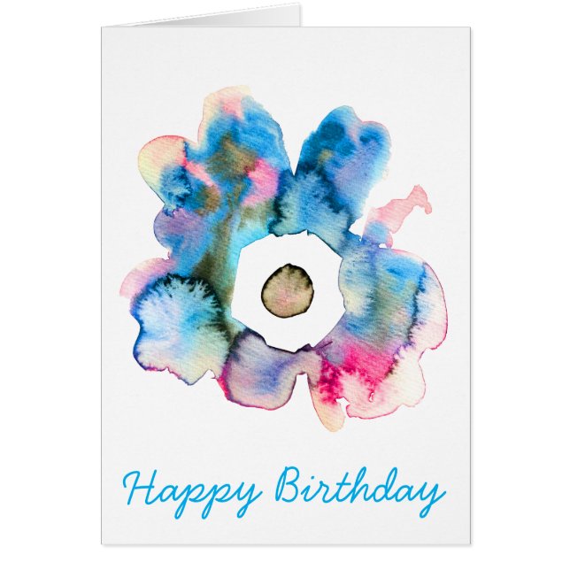 Blommigt vattenfärg hand plockade abstrakt konst hälsningskort (Framsidan)