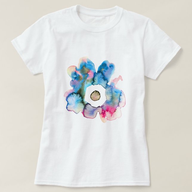 Blommigt vattenfärg hand plockade abstrakt konst t shirt (Design framsida)