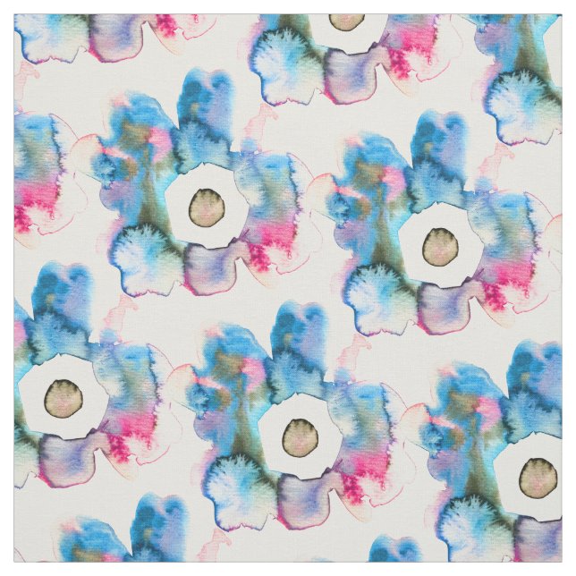 Blommigt vattenfärg hand plockade abstrakt konst tyg (Provkarta)