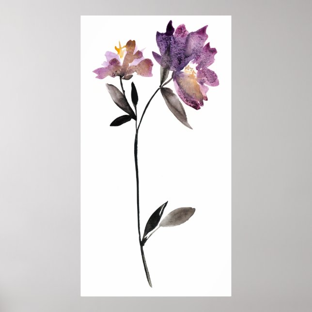 Blommigt Vattenfärg III Poster (Framsidan)