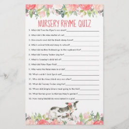 Blommigt Vattenfärg Kows Farm Nursery Rhyme Quiz