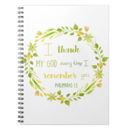 blommigt vattenfärg Kristian bible verse notebook Anteckningsbok Med Spiral