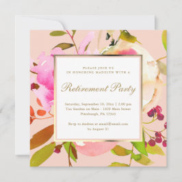 Blommigt Vattenfärg med Dots Pension Party Inbjudningar