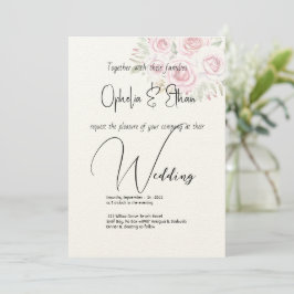 Blommigt vattenfärg Modern Typografi bröllop Inbjudningar