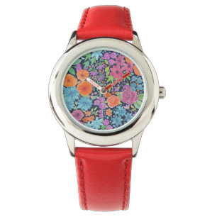 Blommigt vattenfärg mönster armbandsur