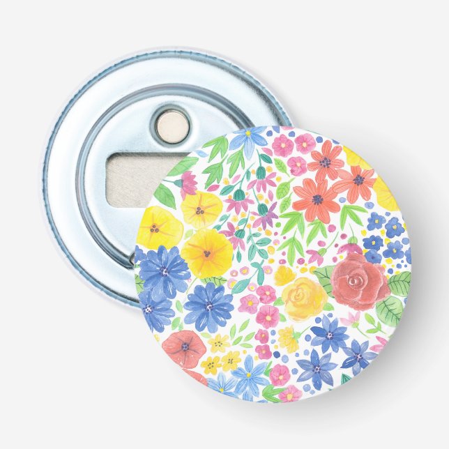 Blommigt vattenfärg mönster flasköppnare (Framsidan)
