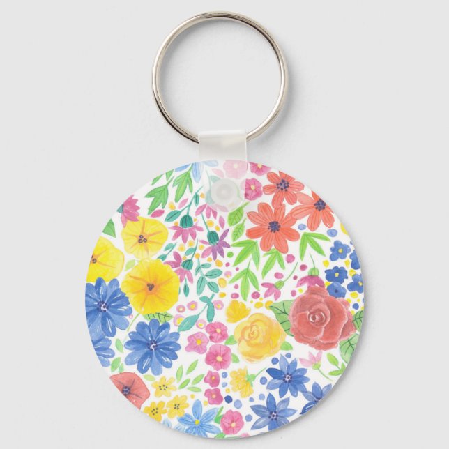 Blommigt vattenfärg mönster nyckelring (Framsida)