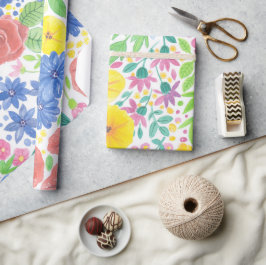 Blommigt vattenfärg mönster presentpapper