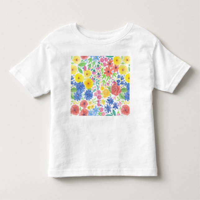 Blommigt vattenfärg mönster tee shirt (Framsida)
