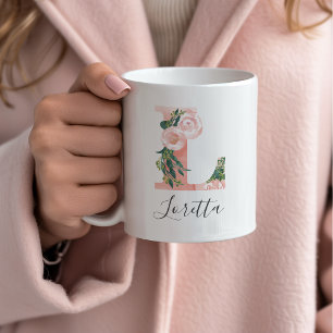 Blommigt Vattenfärg Mugg - L