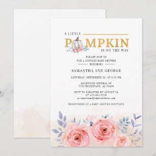 Blommigt Vattenfärg Par Babykläder, botaniska Inbjudningar