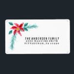 Blommigt Vattenfärg Poinsettia Returadressetikett Fraktsedel<br><div class="desc">Blommigt Vattenfärg Poinsettia Returadressetikett</div>