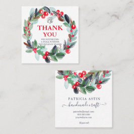 blommigt vattenfärg Utandningsröd, blå tack Fyrkantigt Visitkort