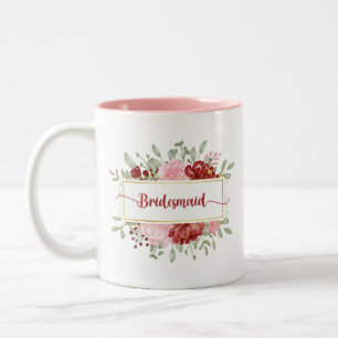 Blommigt, vattenfärgad och rosa blommor Två-Tonad mugg