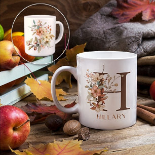 Blommigt Vattenfärgen Anpassningsbar Brev H Kaffemugg
