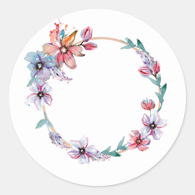 Blommigt Vattenfärgning Art utandningsluft Runt Klistermärke (Framsida)