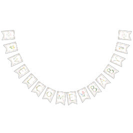 Blommigt VattenfärgsAlphabet ABC Baby Shower Vimplar