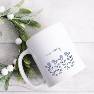 Blommigt - vattenfärgsavfall (blått) kaffemugg