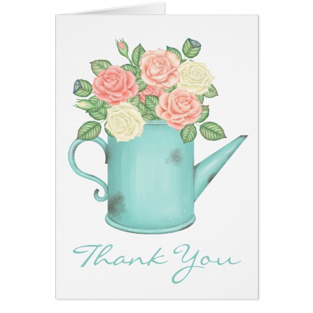 Blommigt Vattenfärgsblå Rosa Vit ros OBS Kort (Framsidan)