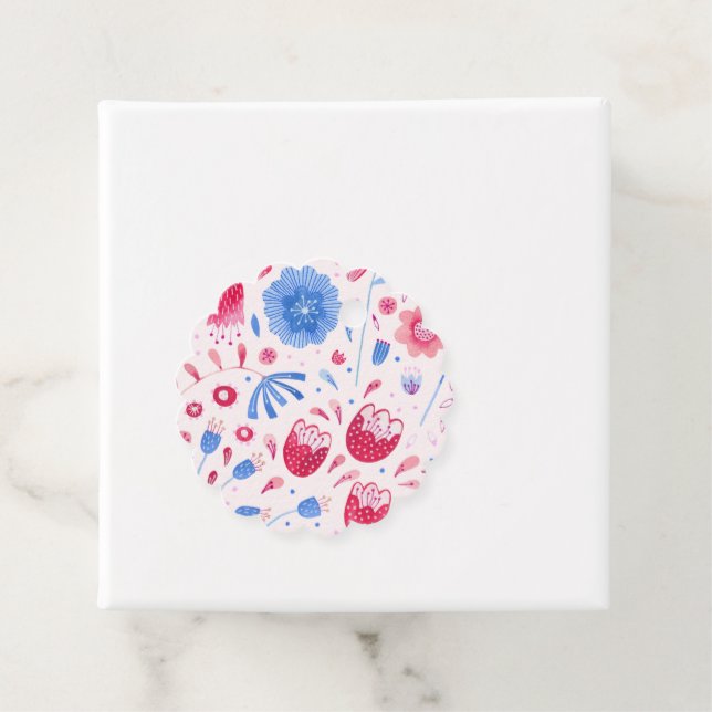 Blommigt Vattenfärgsblått Rosa Gåvor Etiketter (På plats)
