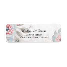 Blommigt vattenfärgsblomma ro bröllop returadress etikett