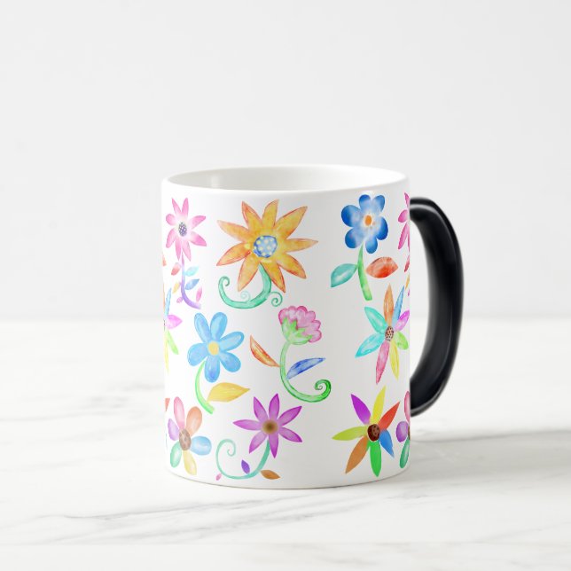 Blommigt Vattenfärgsdelight: Köksdekaler Magisk Mugg (Framsida höger)