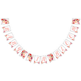 Blommigt Vattenfärgsfärg Baby i babordåda i blomma Vimplar