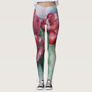 Blommigt vattenfärgsfärgning leggings