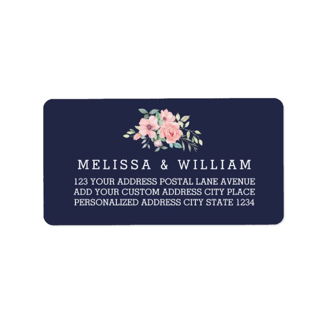 Blommigt Vattenfärgsflottan Bröllop Returadress Adressetikett (Framsidan)