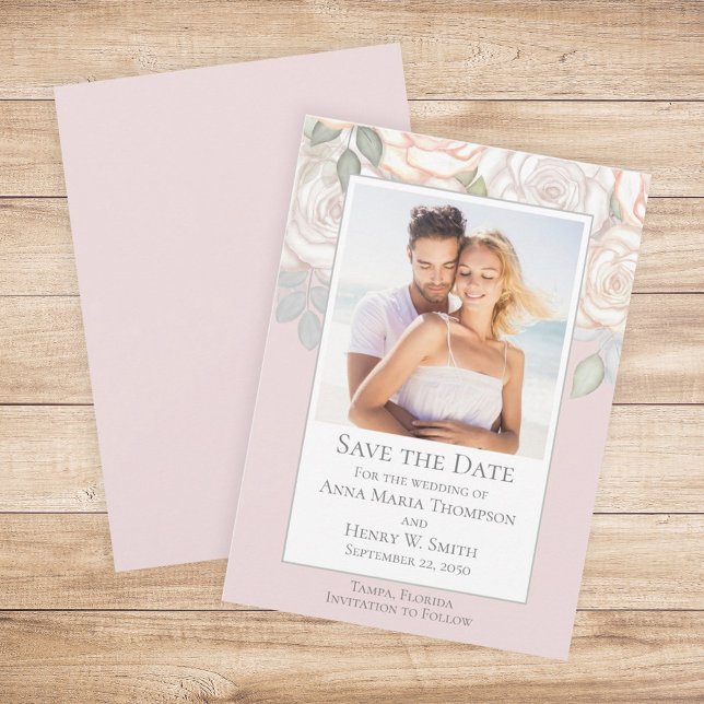 Blommigt VattenfärgsGrekland Spara datum  Inbjudningar (Skapare uppladdad)