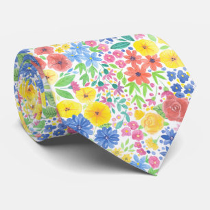 Blommigt vattenfärgshalsar i mönster slips