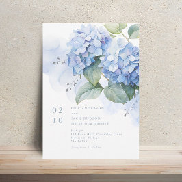 Blommigt Vattenfärgsinbjudan Hydrangea Wedding Inbjudningar