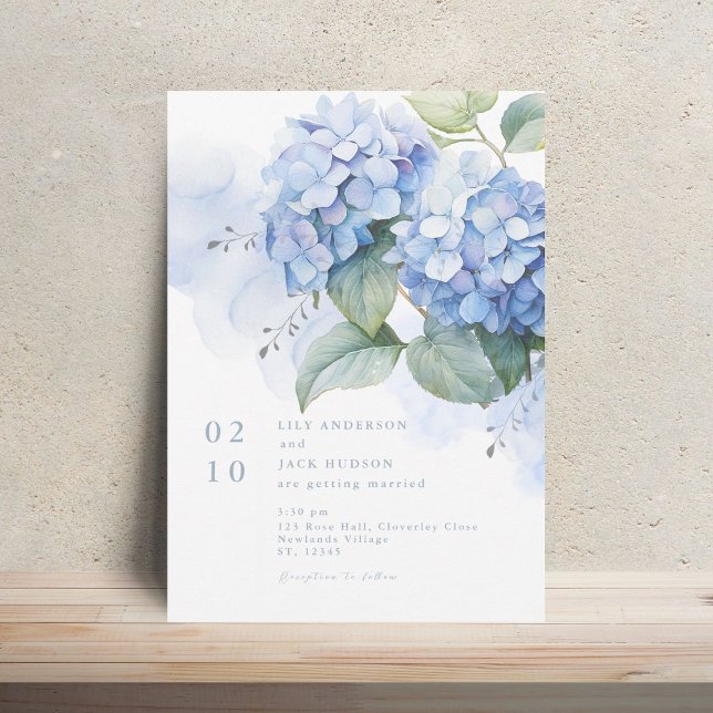 Blommigt Vattenfärgsinbjudan Hydrangea Wedding Inbjudningar (Skapare uppladdad)