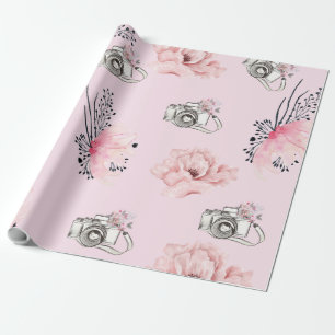 Blommigt vattenfärgskamera, Chic Presentpapper