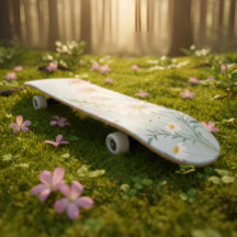 Blommigt Vattenfärgskateboard | Botanisk design