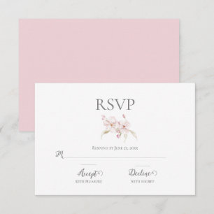 Blommigt Vattenfärgskript Pastel Rosa Bröllop OSA Kort