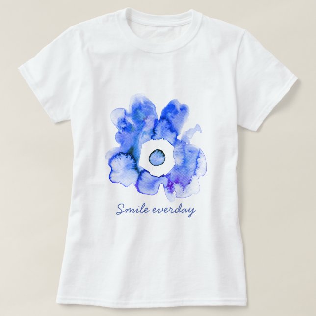 Blommigt vattenfärgsleende abstrakt art T-Shirt (Design framsida)