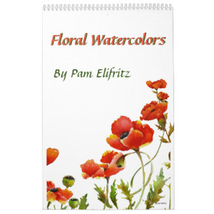 Blommigt vattenfärgsmålning av Pam Elifritz Kalender