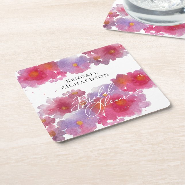 Blommigt VattenfärgsMöhippa Papprare Tallrikar Underlägg Papper Kvadrat (Vinklad)