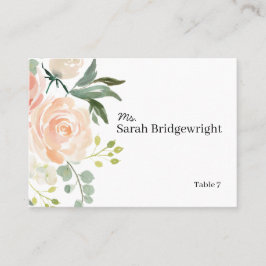 Blommigt Vattenfärgsmonteringskort i Bröllop Placeringskort
