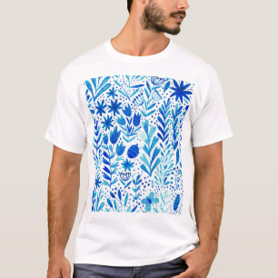 Blommigt Vattenfärgsplantor, sömlösa Struktur T Shirt