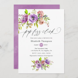 Blommigt Vattenfärgspopup-Möhippan Fizz Clink Inbjudningar