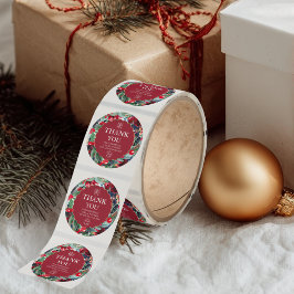 blommigt vattenfärgsutandning guld - blått tack runt klistermärke